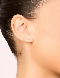 Waterproof Stainless Steel Prism Cubic Zirconia Star Stud Earrings 4 MM