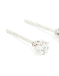 Waterproof Stainless Steel Prism Cubic Zirconia Star Stud Earrings 4 MM