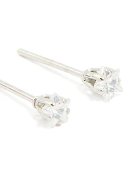 Waterproof Stainless Steel Prism Cubic Zirconia Star Stud Earrings 4 MM