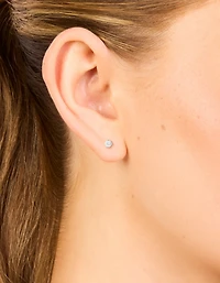 Boucles d’oreilles prismes cubiques en zircone en acier inoxydable étanches 4 mm