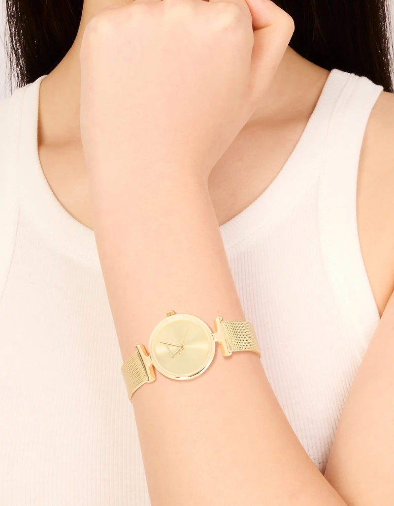 Gold Round Mesh Watch