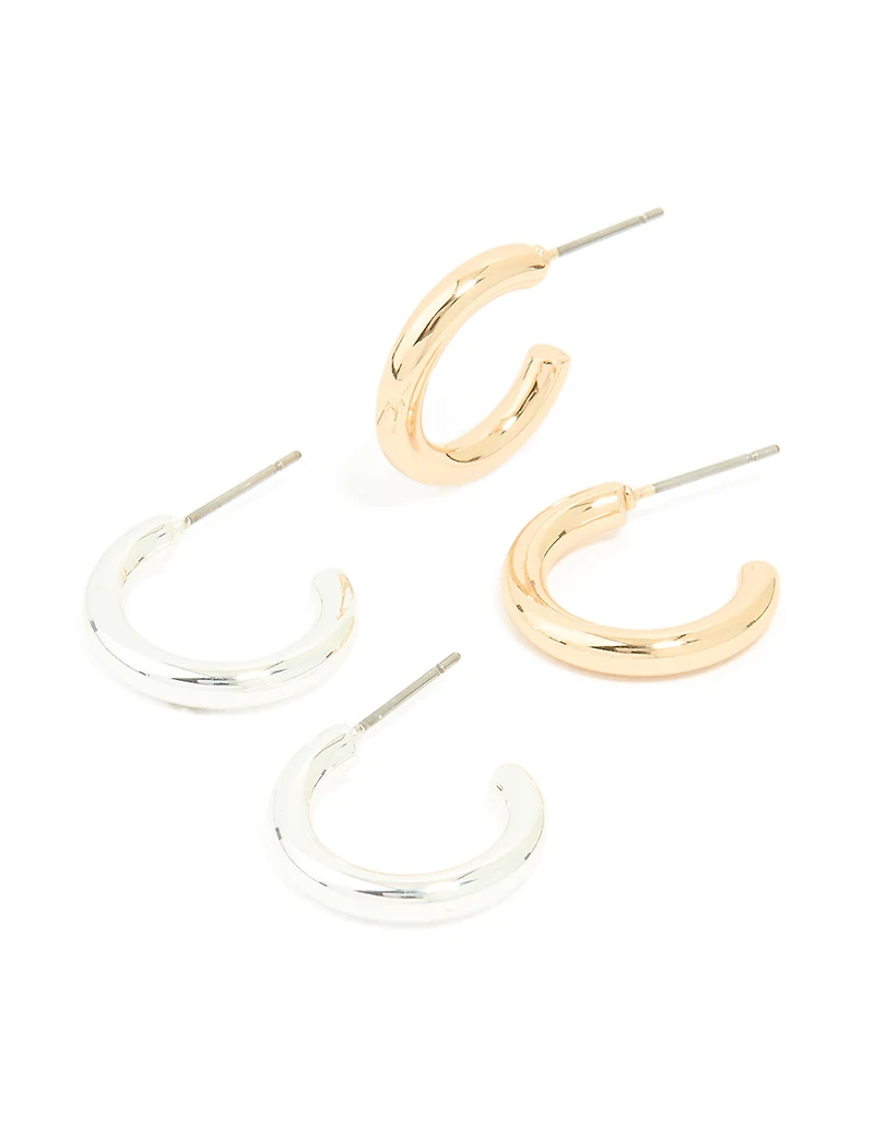 Pack de 2 boucles d’oreilles Mixed Metal Smooth Medium Hoop