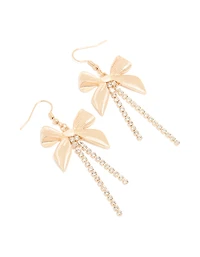 Boucles d’oreilles tombantes en forme de nœud côtelé en diamants dorés