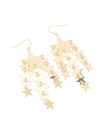 Boucles d’oreilles tombantes en forme d’étoile dorée