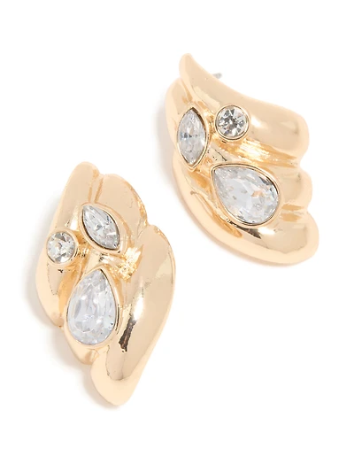 Boucles d’oreilles à colonnes nervurées en diamants dorés