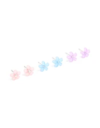Pastel Acrylic Diamante Centre Daisy Stud Earrings 3-Pack
