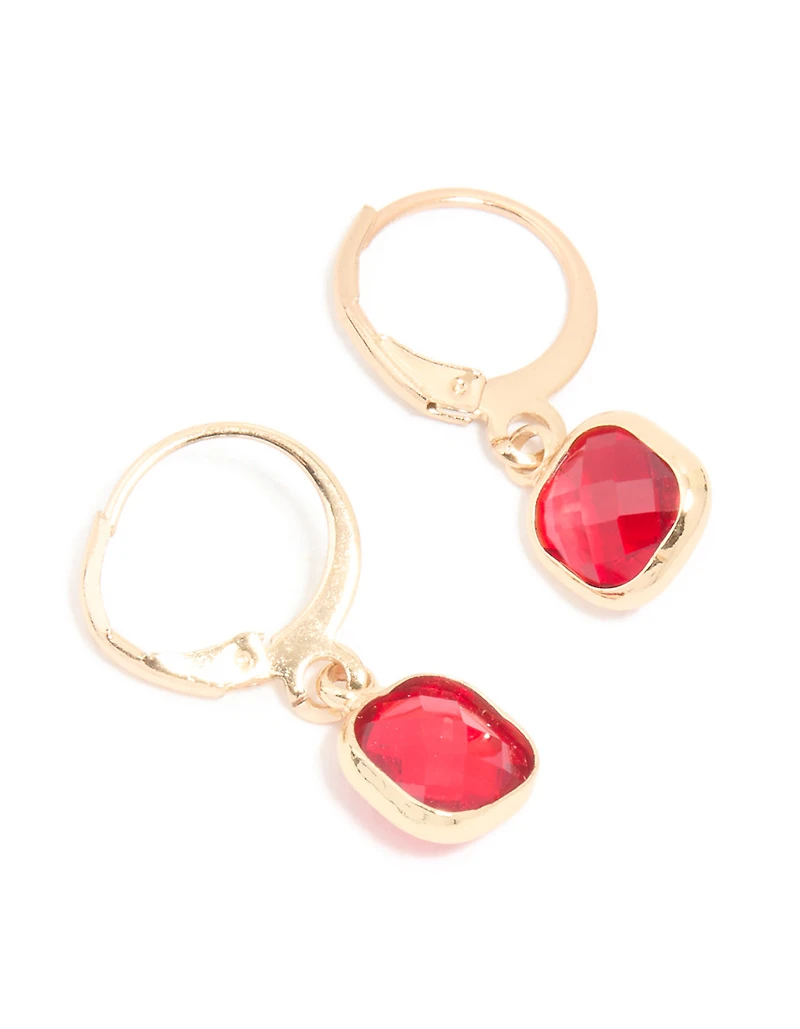 Boucles d’oreilles Huggie carrées Diamant Rouge Or