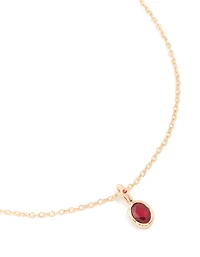 Gold Red Diamante Charm Necklace