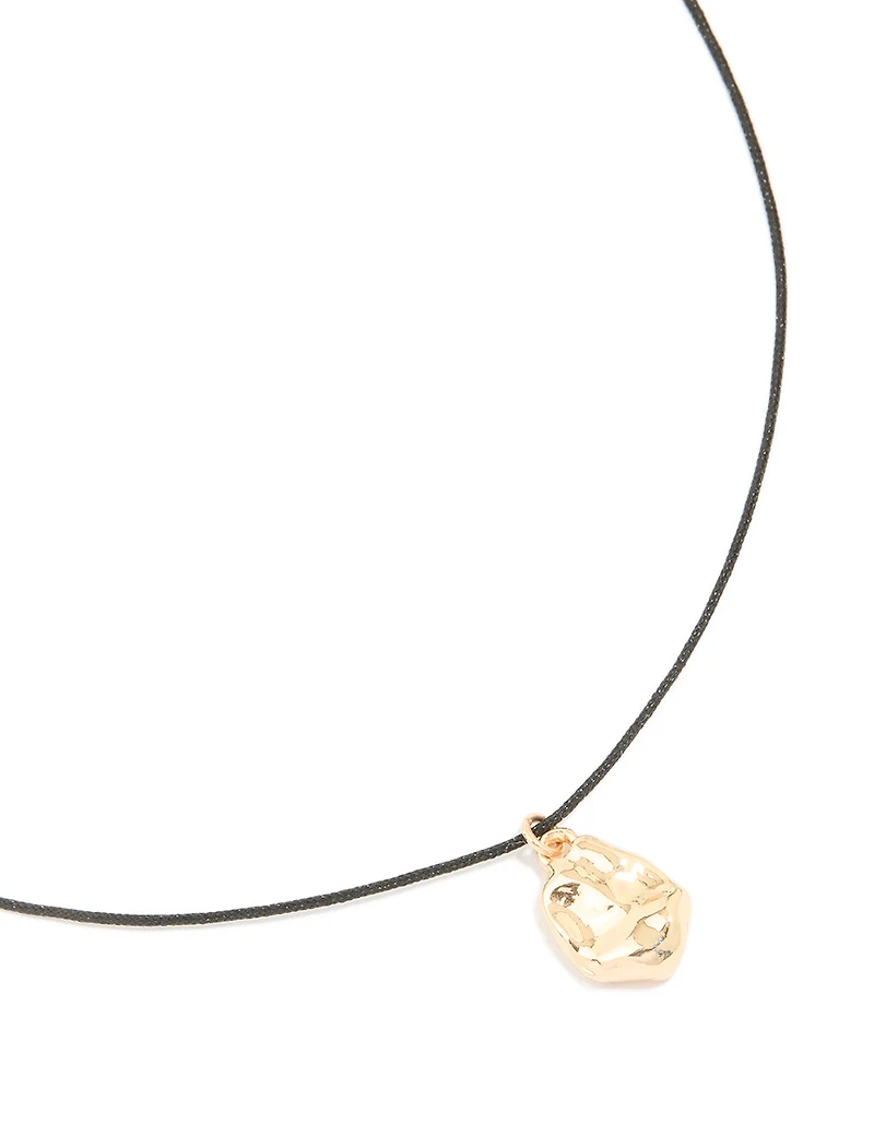 Gold Molten Pendant Cord Necklace