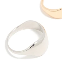 Mixed Metal Wide Wave Rings 2-Pack