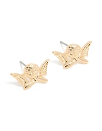 Gold Cherub Stud Earrings