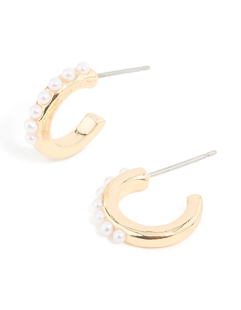 Boucles d’oreilles Huggie en perle d’or
