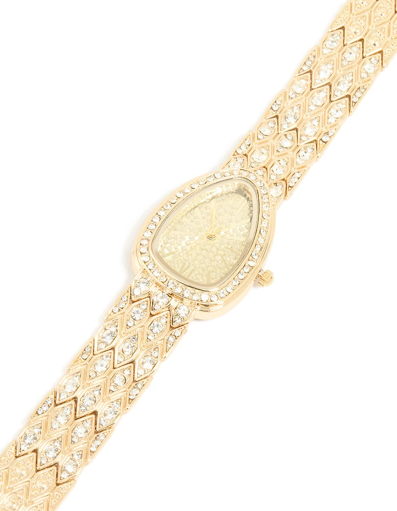 Gold Diamante Statement Watch