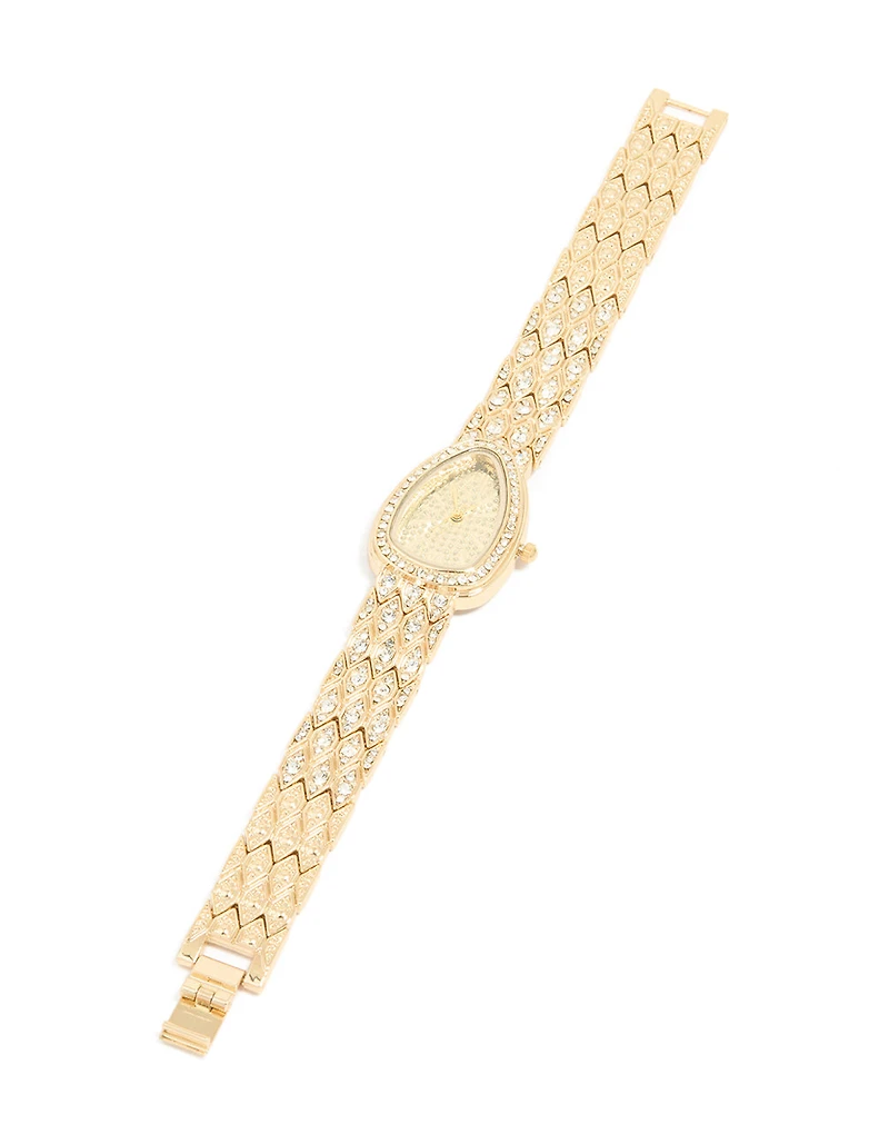 Gold Diamante Statement Watch