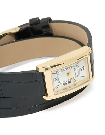 Montre vintage en cuir noir en PU