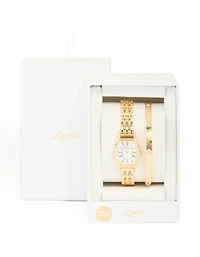 Ensemble de montre-bracelet et menottes en chiffres romains en diamants dorés