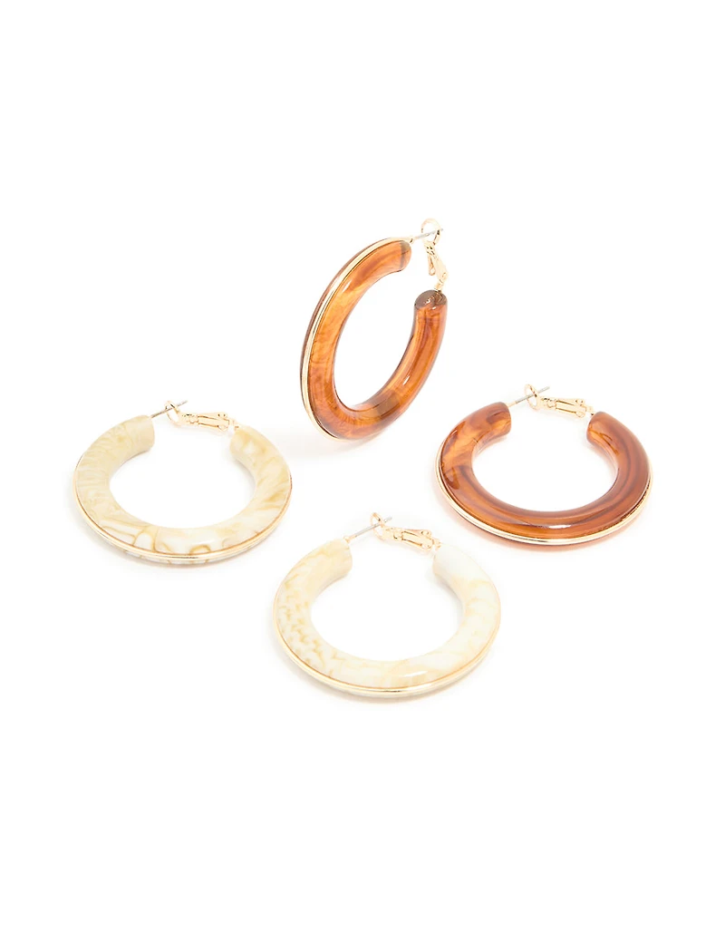 Pack de boucles d’oreilles en acrylique blanc et brun