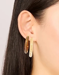 White & Brown Acrylic Hoop Earrings Pack