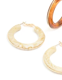 Pack de boucles d’oreilles en acrylique blanc et brun