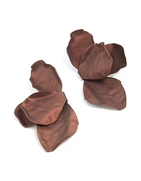 Brown Coated Metal Flower Petal Drop Earrings