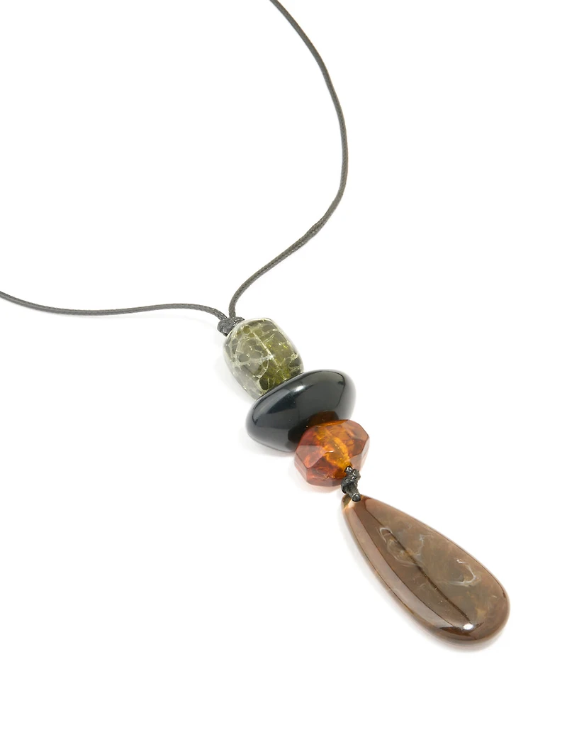 Multicoloured Acrylic Beaded Pendant Necklace