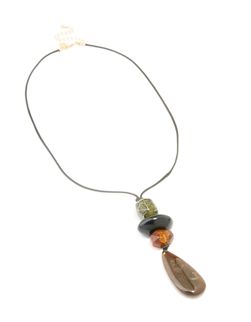 Multicoloured Acrylic Beaded Pendant Necklace