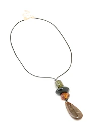 Multicoloured Acrylic Beaded Pendant Necklace