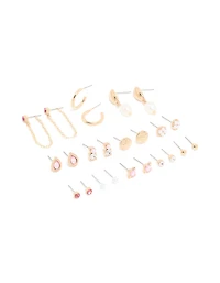 Gold Diamante & Chain Earrings 12-Pack