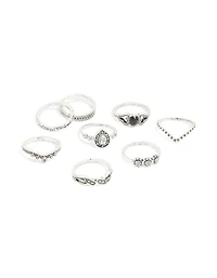 Anneaux de chevalière en diamant argent antique, paquet 8