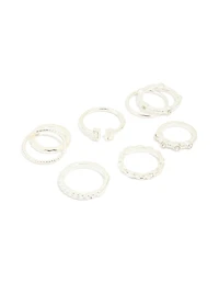 Anneaux texturés en argent Diamante pack de 8