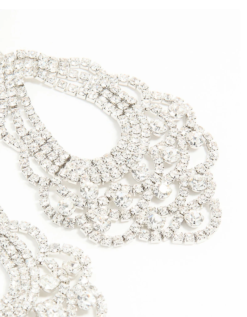 Silver Diamante Chandelier Drop Earrings