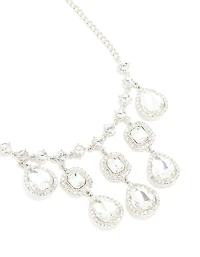 Silver Diamante Multi Drop Necklace