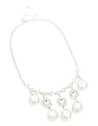Silver Diamante Multi Drop Necklace