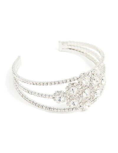 Bracelet de poignet superposé en flocon de neige en diamant argenté