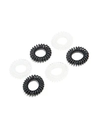 Clear & Black Spiral Stretchy Hair Ties 6-Pack