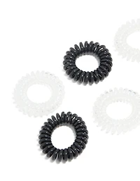 Clear & Black Spiral Stretchy Hair Ties 6-Pack