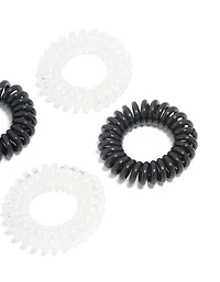 Clear & Black Spiral Stretchy Hair Ties 6-Pack