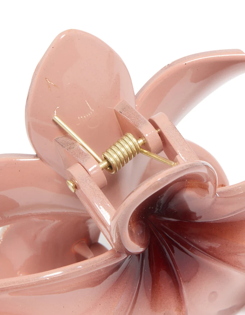 Pince à cheveux en fleur frangipani brune