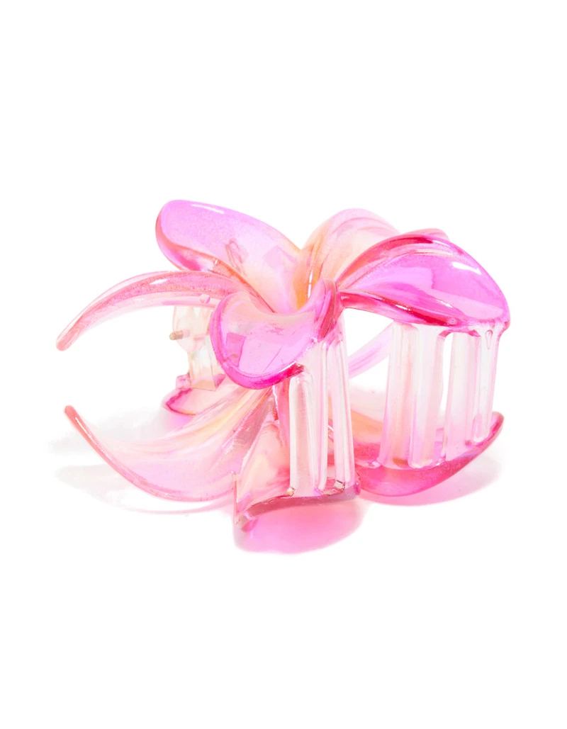 Pink Organic Iridescent Frangipani Hair Claw Clip