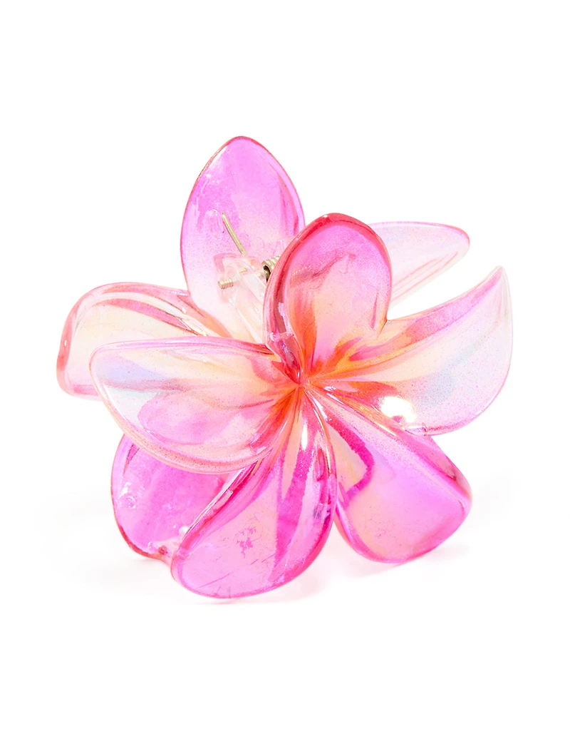 Pink Organic Iridescent Frangipani Hair Claw Clip