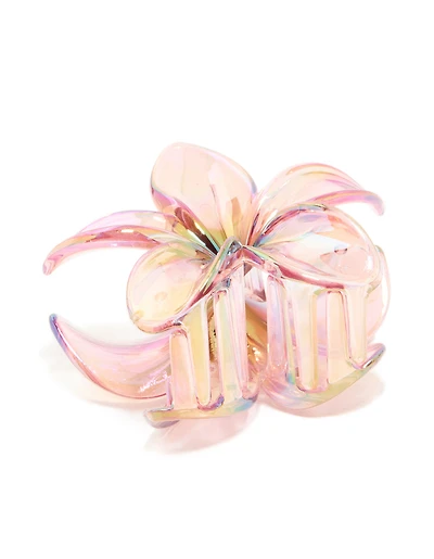Pink Iridescent Frangipani Flower Hair Claw Clip