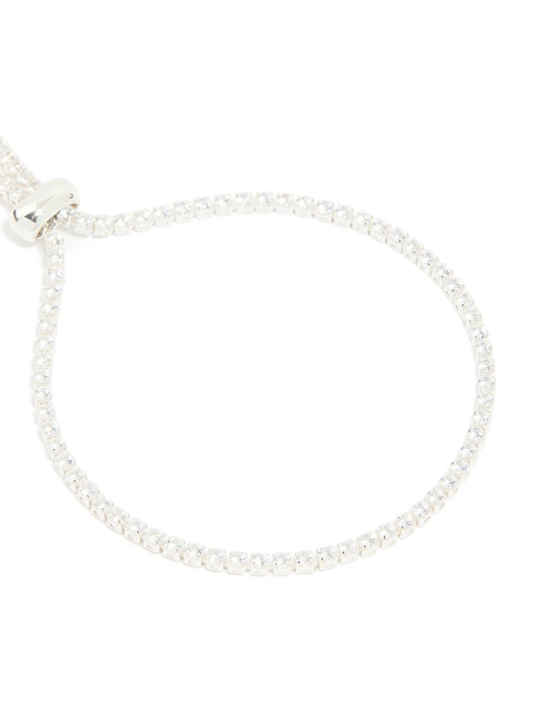 Bracelet à bascule en zircone cubique plaqué argent