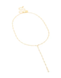 Gold Plated Cubic Zirconia Circle Detail Y-Necklace