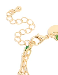 Gold Plated Emerald Cubic Zirconia Detail Layered Bracelet