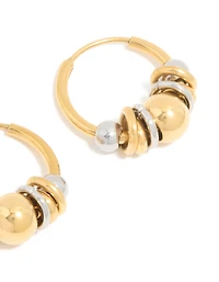 Waterproof Gold Plated Stainless Steel Small Rondell Clicker Hoop Earrings