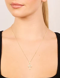 Waterproof Gold Plated Stainless Steel Mini Cross Short Necklace