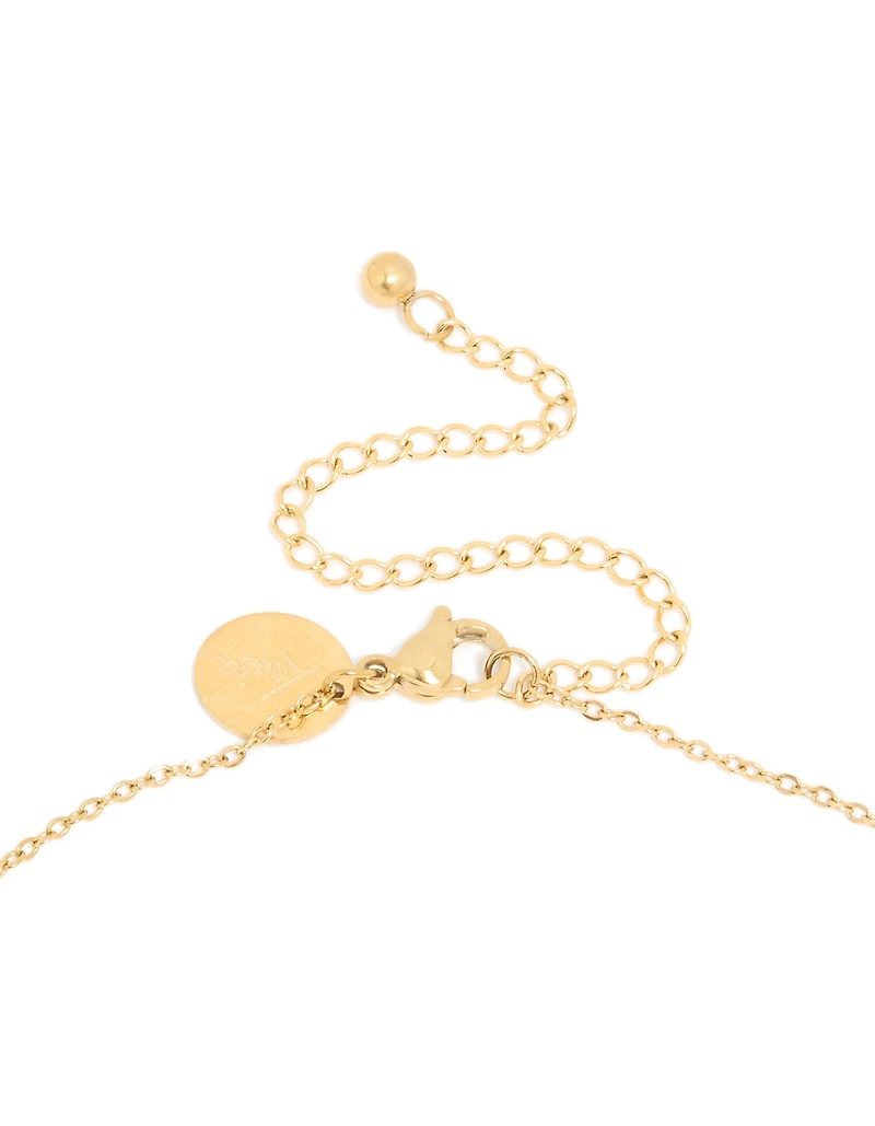 Waterproof Gold Plated Stainless Steel Mini Cross Short Necklace