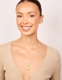 Waterproof Gold Plated Stainless Steel Open Oval Pendant Necklace