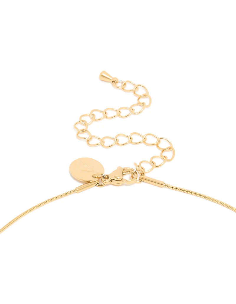 Waterproof Gold Plated Stainless Steel Open Oval Pendant Necklace