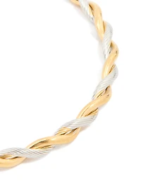 Waterproof Gold Plated Stainless Steel Twist Detail Open Wrist Cuff